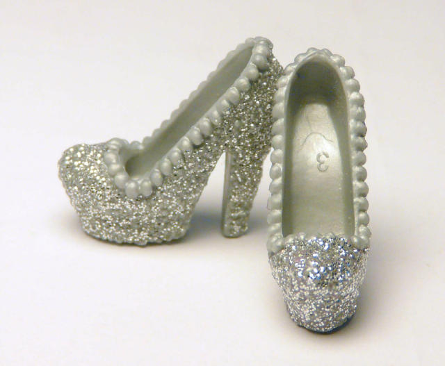 silver barbie shoes